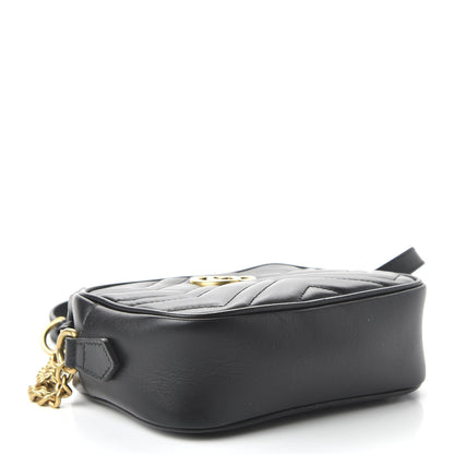 Gucci Calfskin Matelasse Mini GG Marmont Chain Shoulder Bag Black 4 of 10