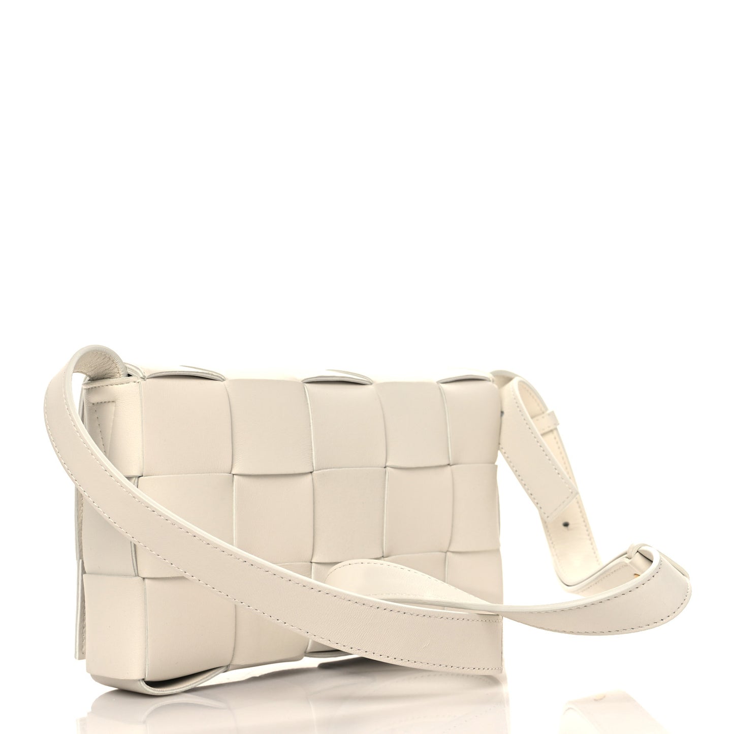 Lambskin Maxi Intrecciato Cassette Crossbody Bag White