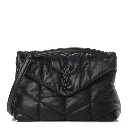 Saint Laurent Calfskin Quilted Medium Loulou Puffer Monogram Chain Satchel Black 1 of 10