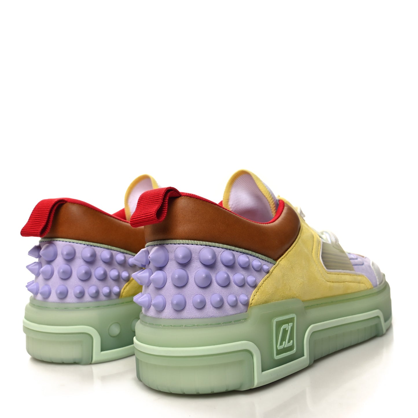 Calfskin Suede Spike Mens Astroloubi Flat Low Top Sneakers 45.5 Studio Green Lilac