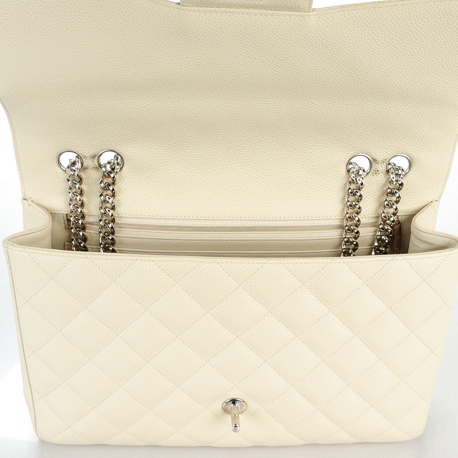 Chanel Caviar Jumbo Single Flap w Bijoux Chain White 9 of 9