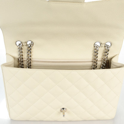 Chanel Caviar Jumbo Single Flap w Bijoux Chain White 9 of 9