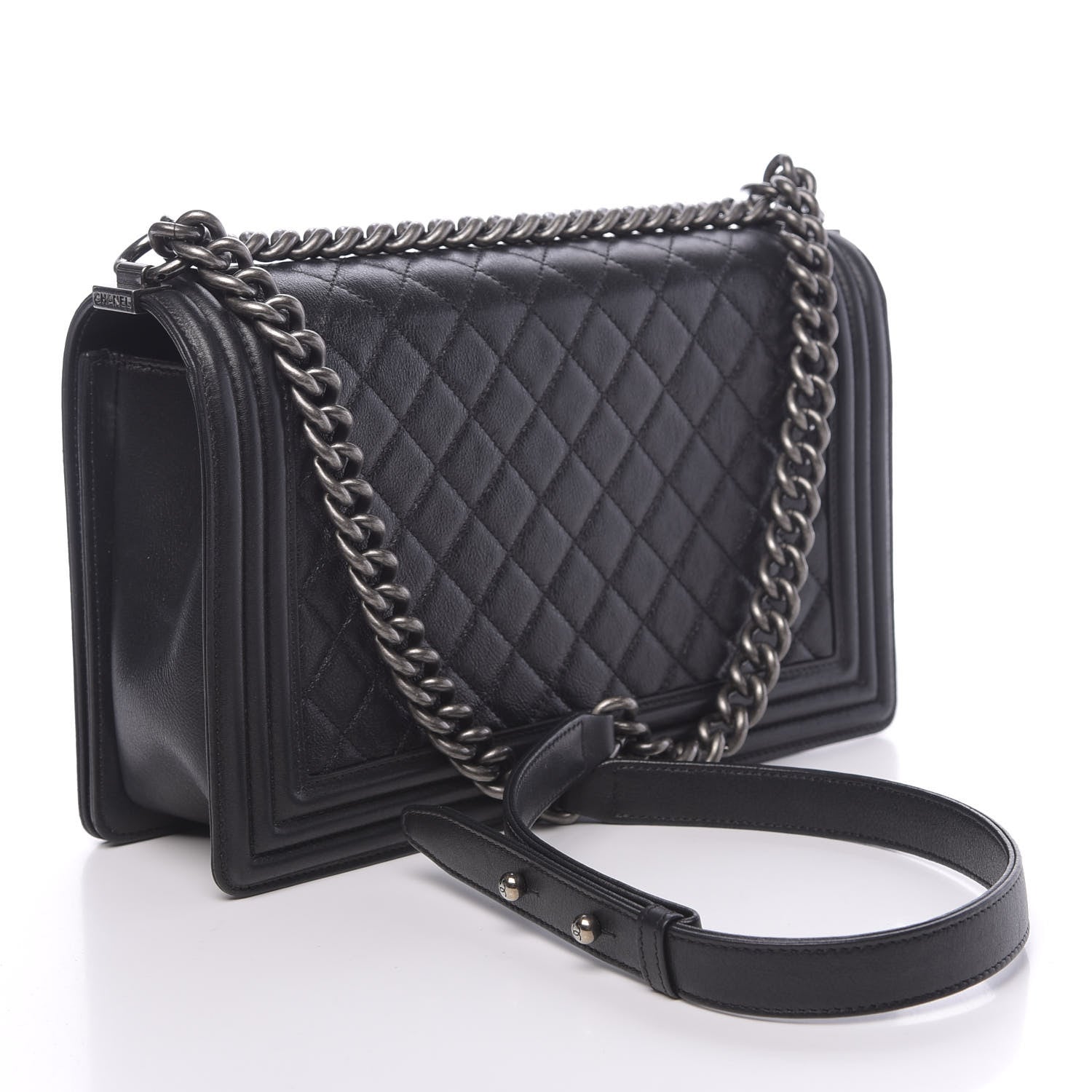 Chanel Metallic Calfskin Quilted New Medium Boy Flap Black 3 of 11
