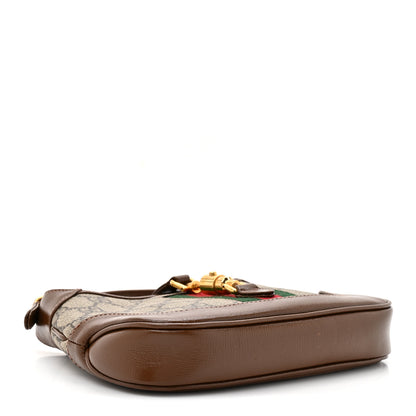Gucci GG Supreme Monogram Azalea Calfskin Web Mini Jackie 1961 Hobo Beige Ebony Brown Sugar 4 of 14