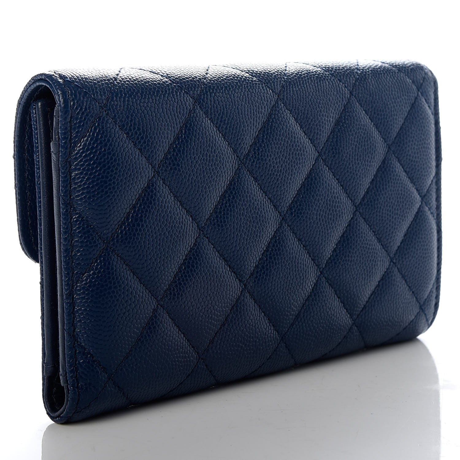 Chanel Caviar Quilted Medium Flap Wallet Dark Blue 3 of 7