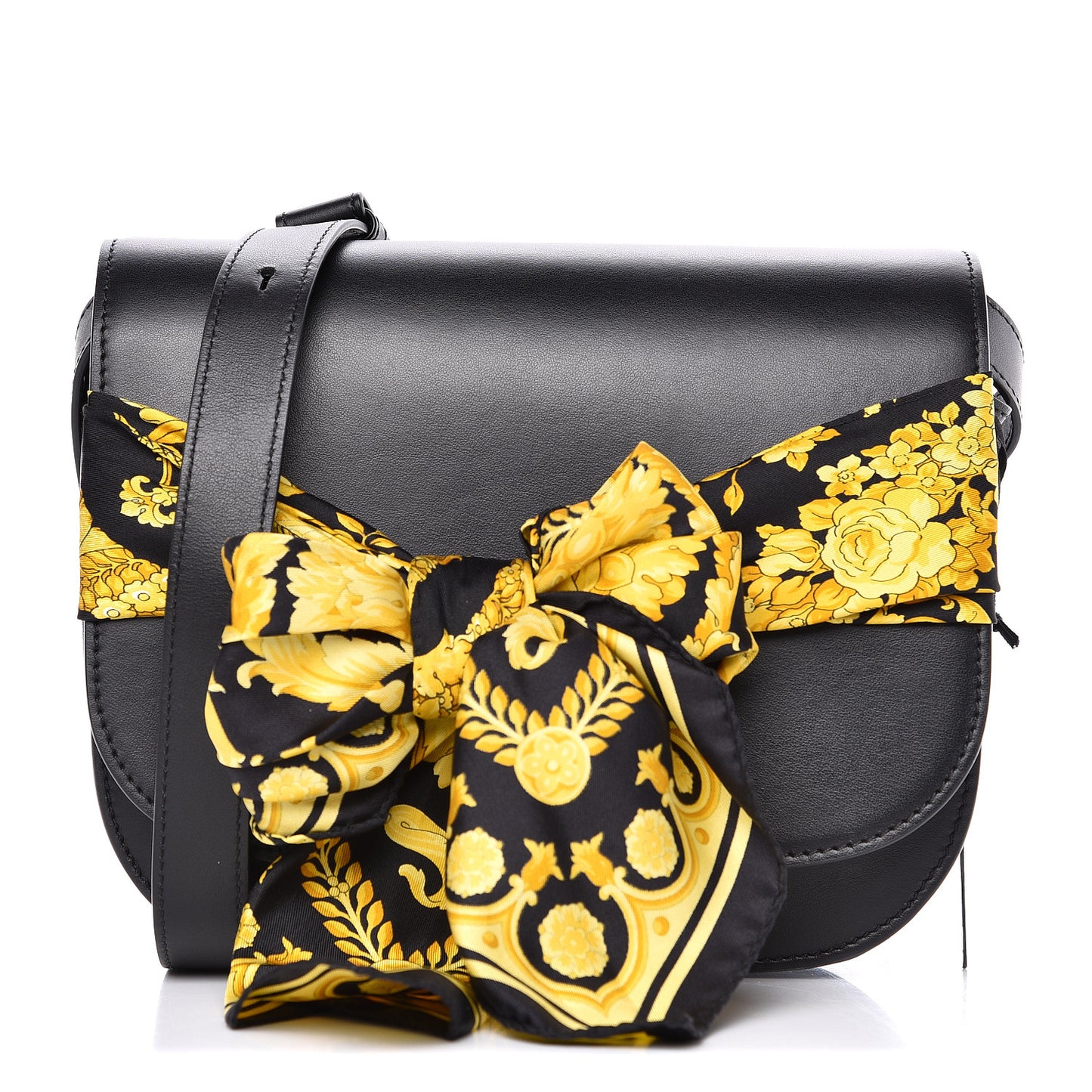 Calfskin Shoulder Bag With Scarf Black