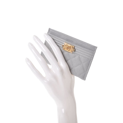 Chanel Caviar Quilted Boy Card Holder Grey 2 of 9