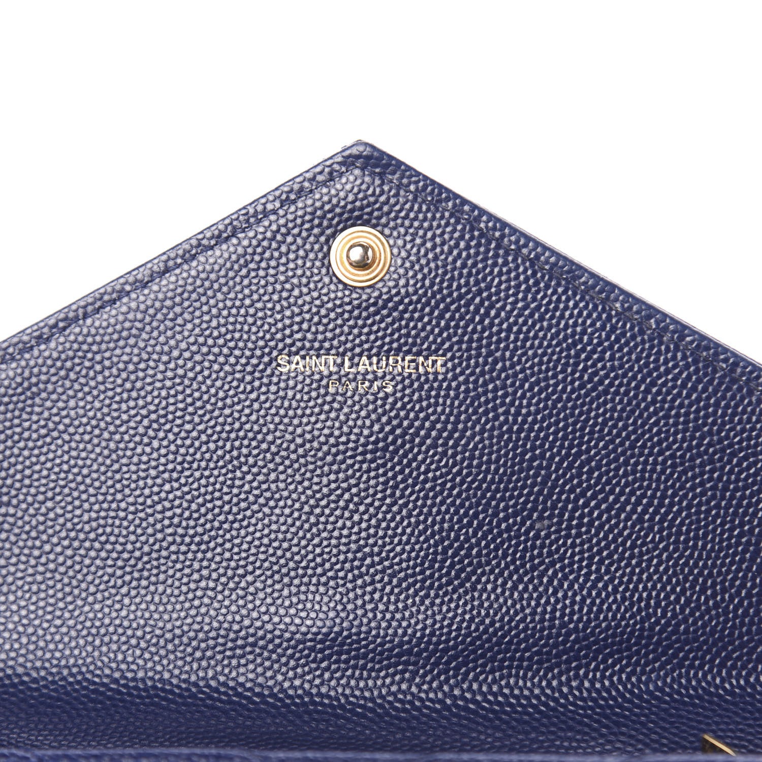 Saint Laurent Grain De Poudre Matelasse Chevron Monogram Flap Wallet Navy 7 of 8