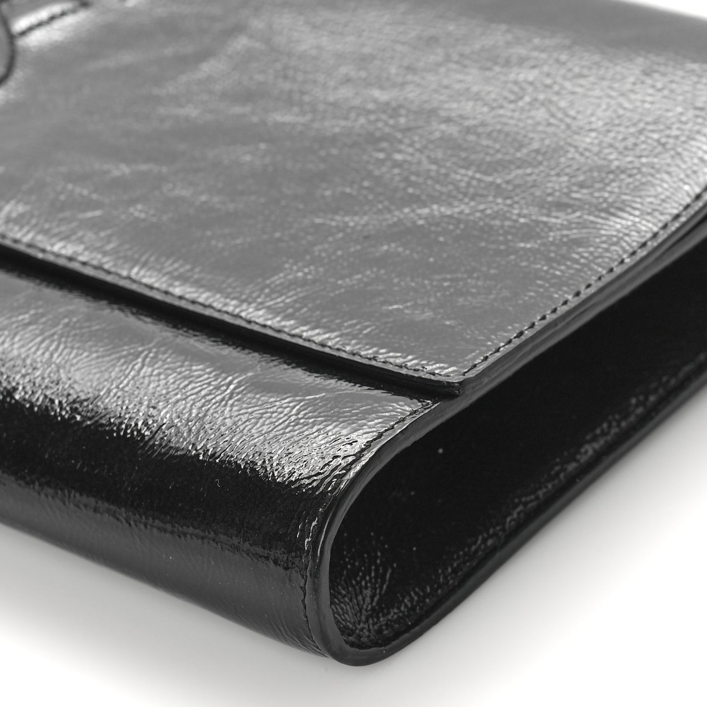 Textured Patent Monogram Large Belle De Jour Clutch Black