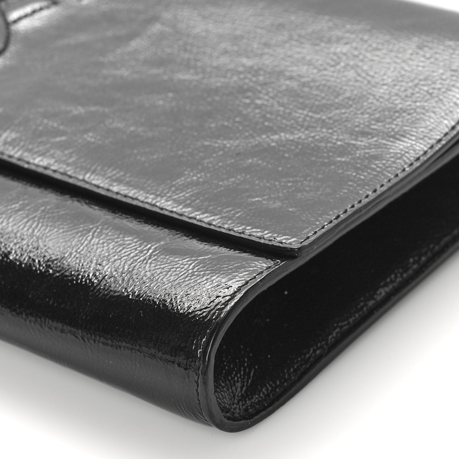 Saint Laurent Textured Patent Monogram Large Belle De Jour Clutch Black 8 of 8