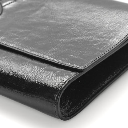 Saint Laurent Textured Patent Monogram Large Belle De Jour Clutch Black 8 of 8