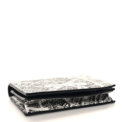Christian Dior Calfskin Plan De Paris Print Flap Card Holder White Black 4 of 8