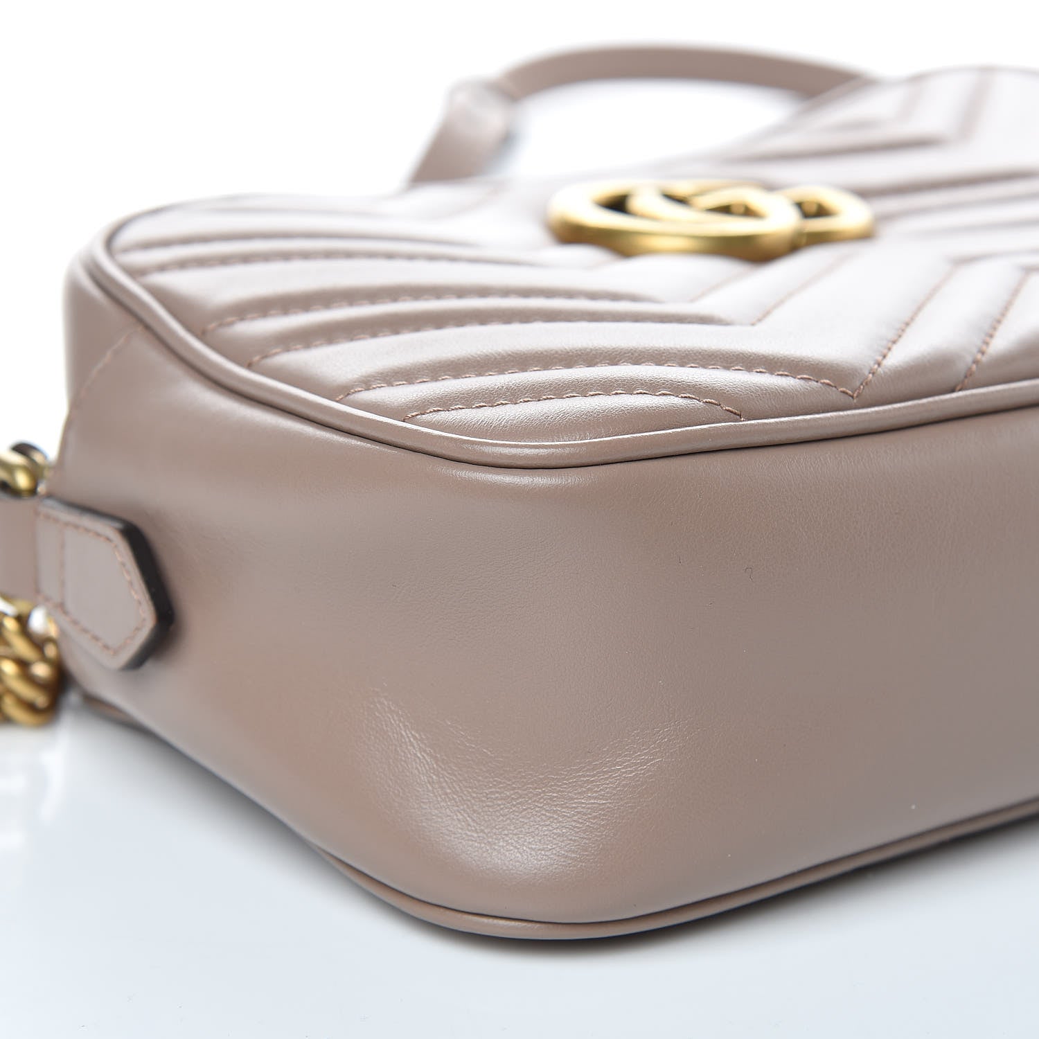 Gucci Calfskin Matelasse Small GG Marmont Chain Shoulder Bag Taupe 8 of 9