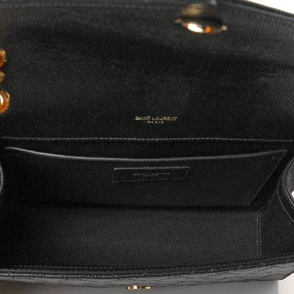 Saint Laurent Grain De Poudre Textured Mixed Matelasse Triquilt Medium Monogram Satchel Black 5 of 11
