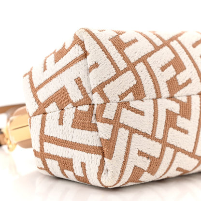 Fendi Raffia Chenille Shiny Nappa FF 1974 Small Fendi First Natural White Miele Scuro 9 of 12