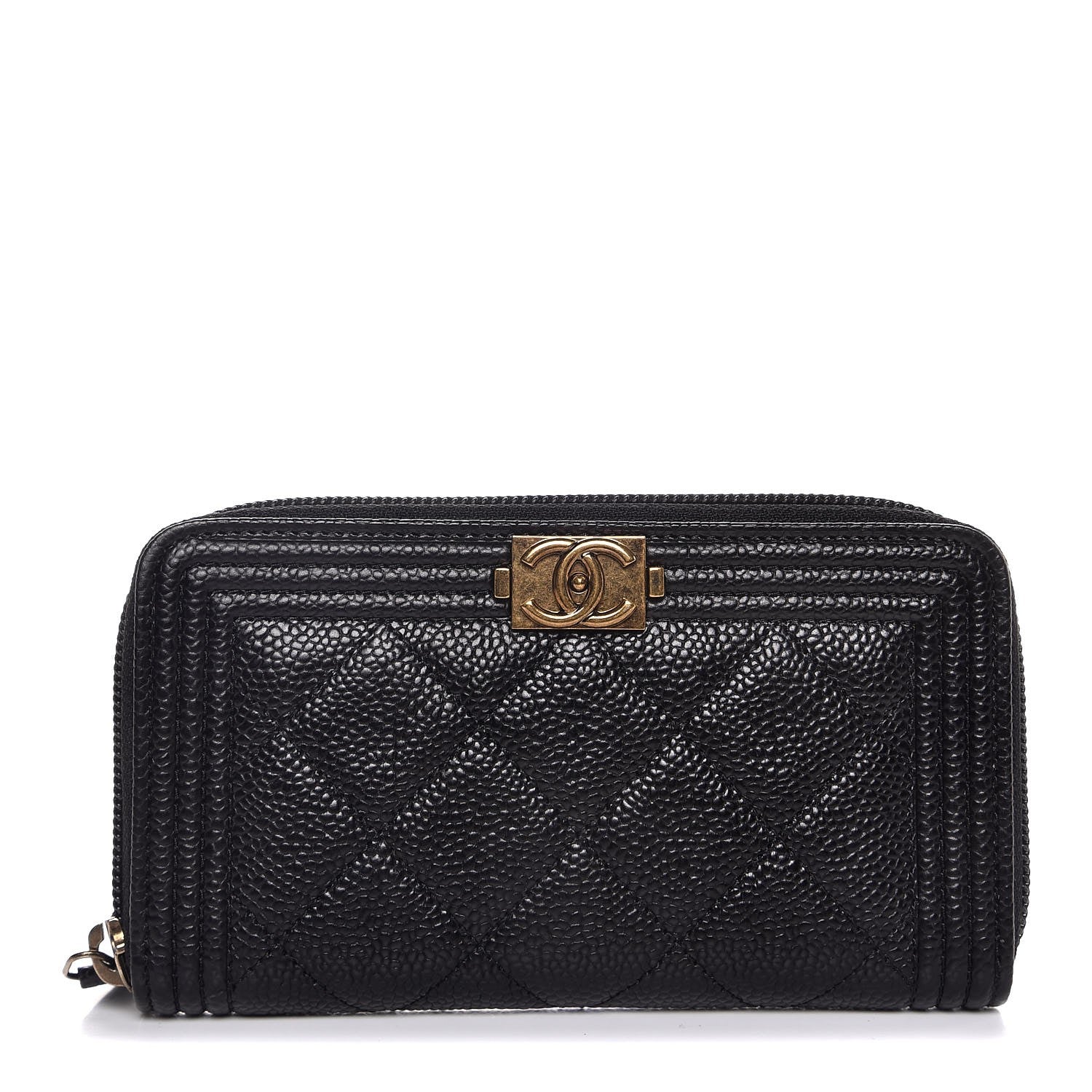 Chanel Caviar Quilted Small Boy Zip Around Wallet Black 1 of 9