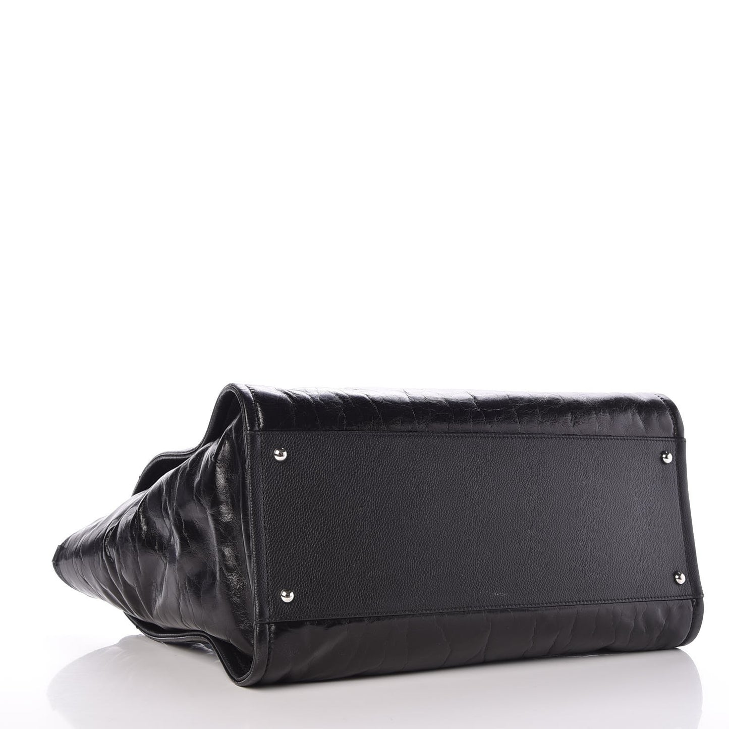 Glazed Calfskin Large Deauville Tote Black