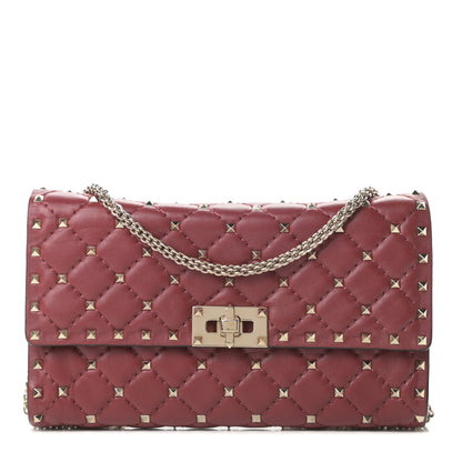 Valentino Garavani Nappa Rockstud Spike Wallet on Chain Rubino 1 of 11