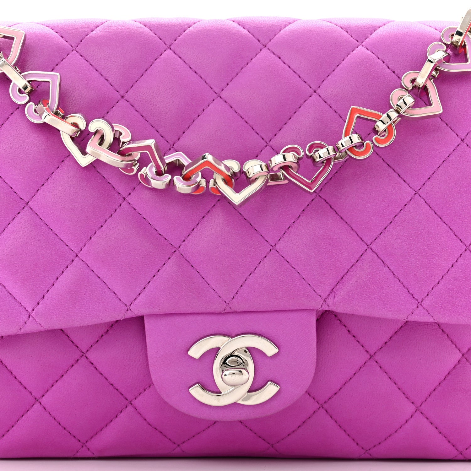 Chanel Lambskin Heart Valentine Medium Flap Fuchsia 8 of 10