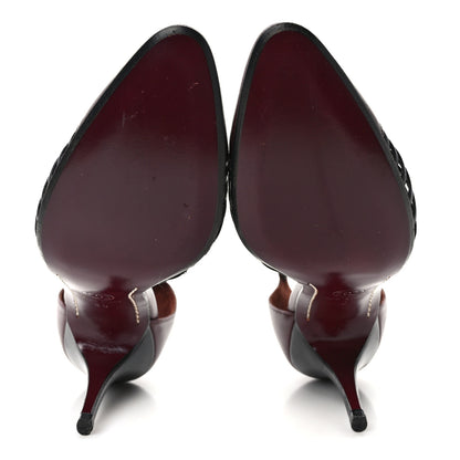 Chanel Lambskin Ankle Slingback Pumps 38 Bordeaux Black 5 of 7