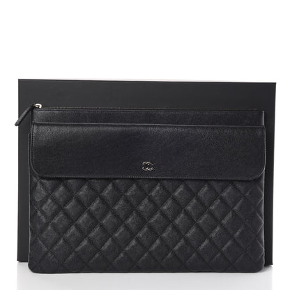 Chanel Iridescent Caviar Quilted Large Flap Cosmetic Case Black 8 of 8