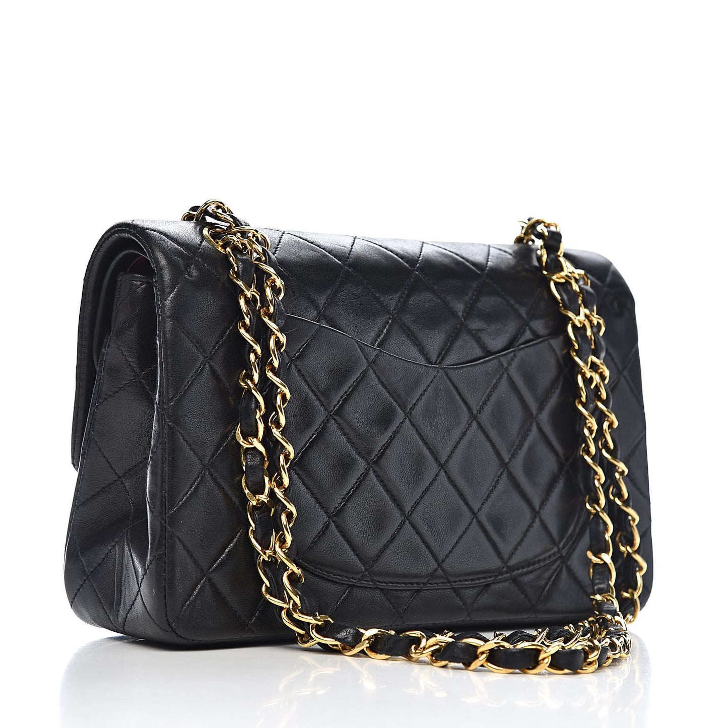 Lambskin Quilted Small Double Flap Black