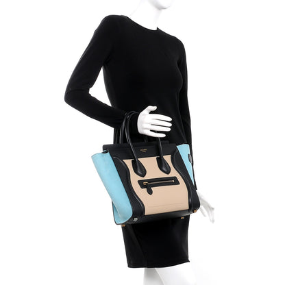 Celine Drummed Calfskin Micro Tri-Color Luggage Antarctic 2 of 9