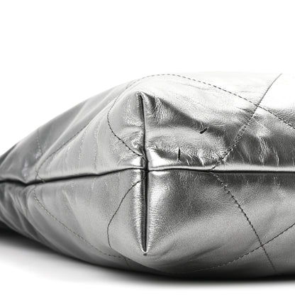 Chanel Metallic Shaded Calfskin Quilted Chanel 22 Black Silver 10 of 11