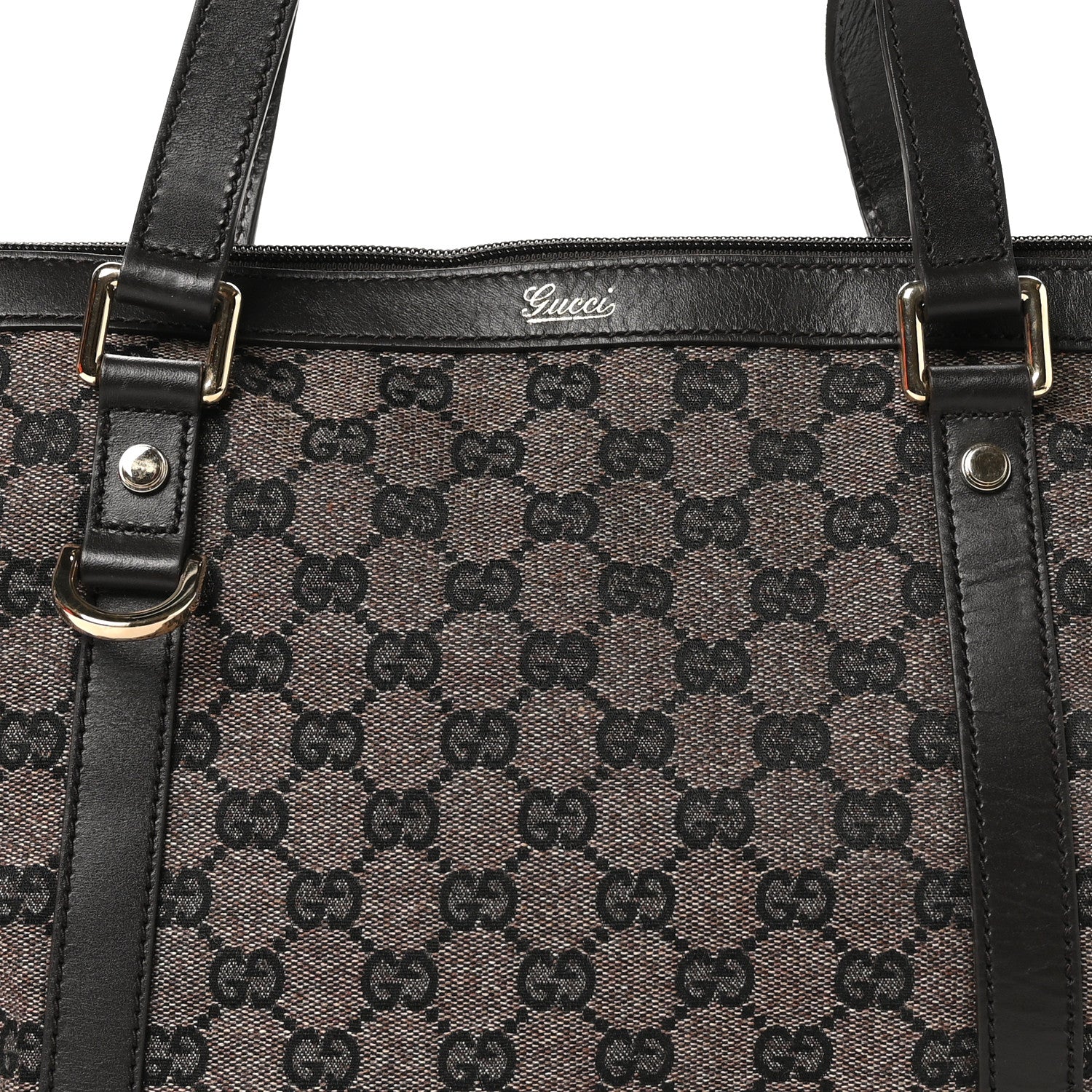 Gucci Denim Monogram Abbey Medium Tote Brown 8 of 12