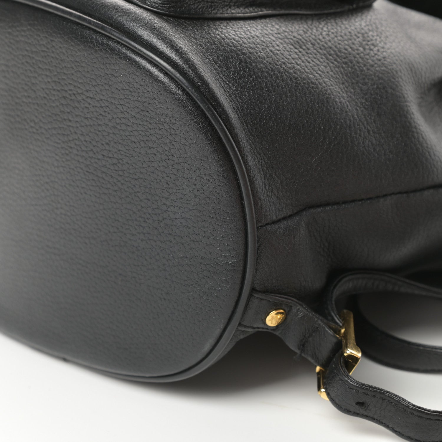 MCM Grained Calfskin Studded Drawstring Backpack Black 9 of 10