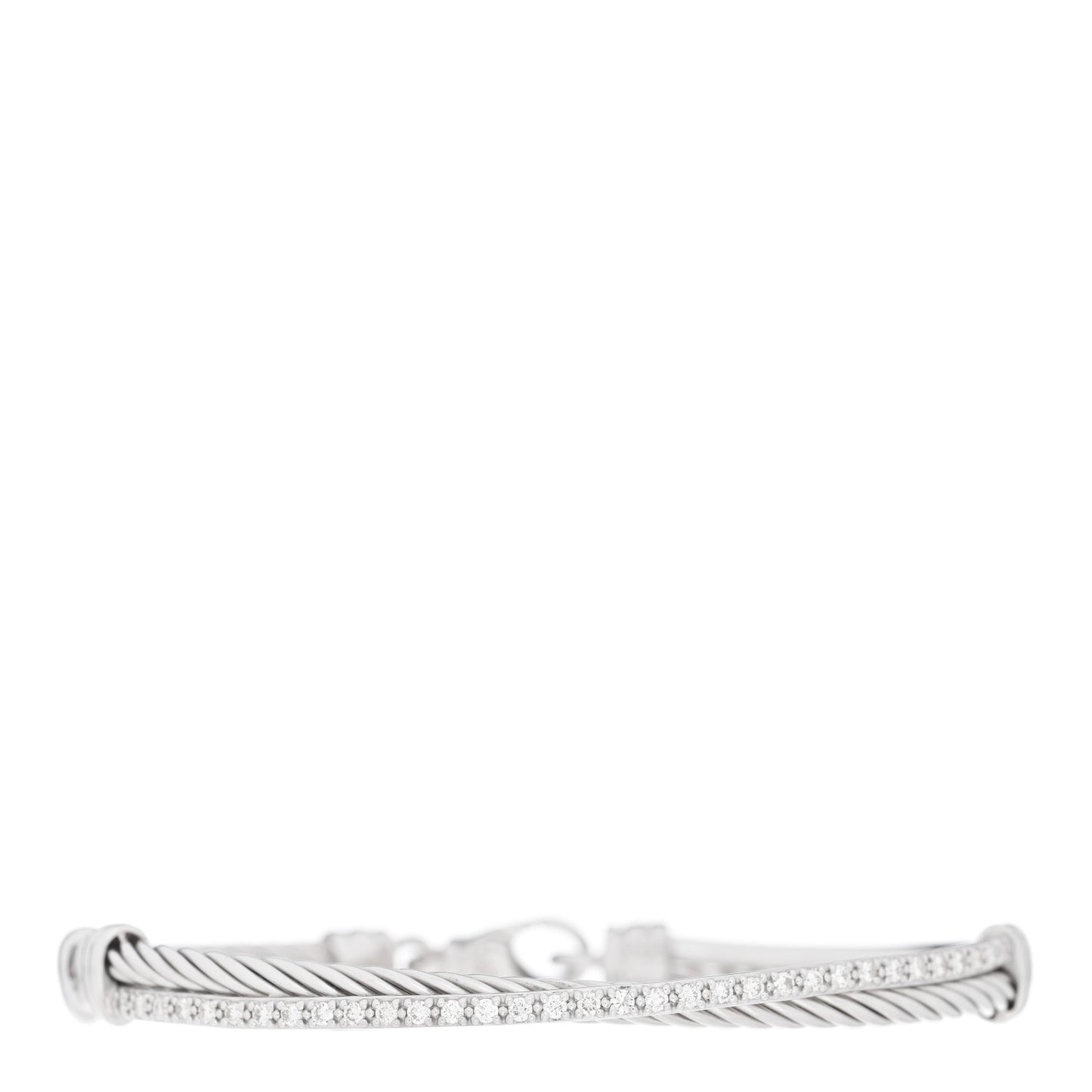 Sterling Silver Diamond 3mm Crossover Bracelet