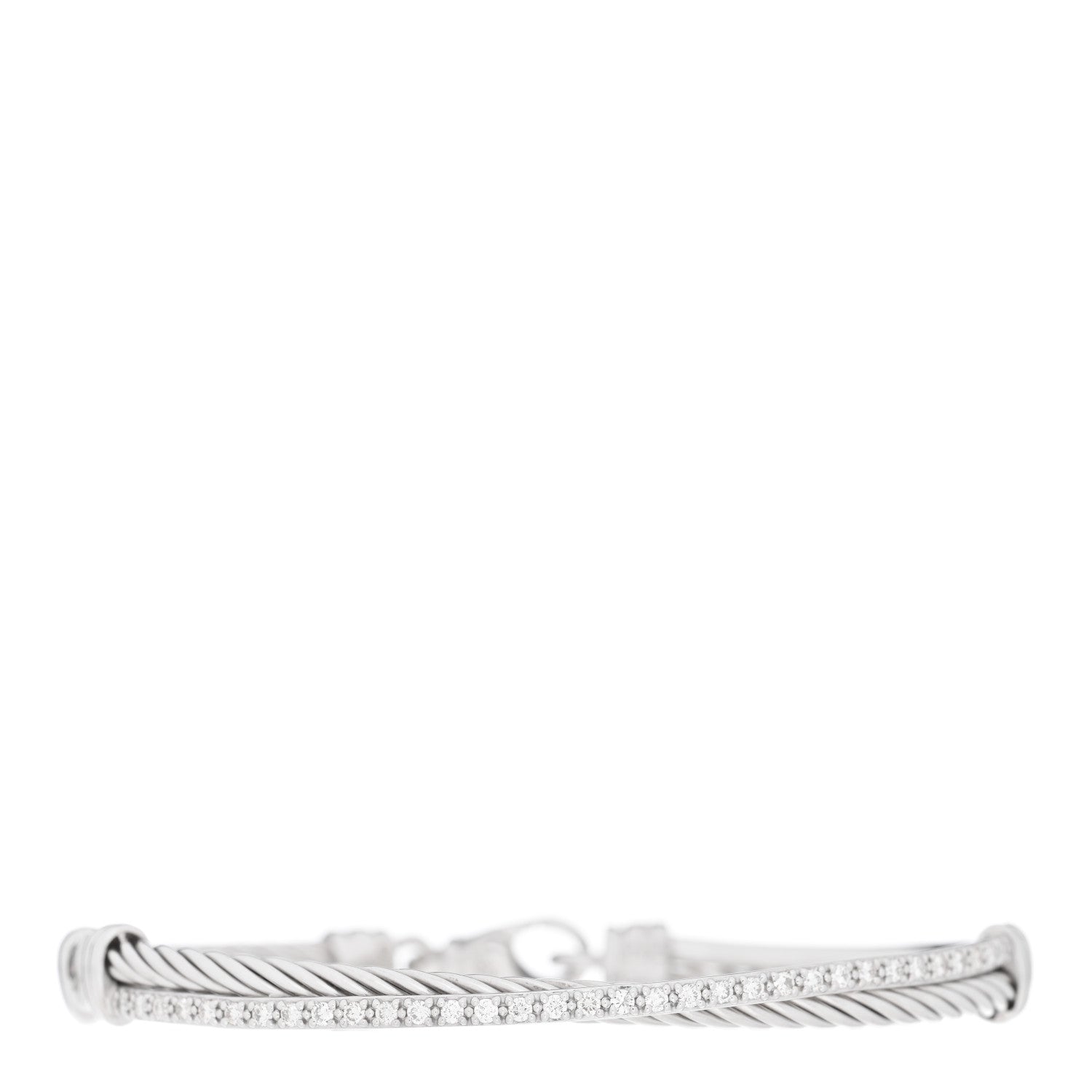 David Yurman Sterling Silver Diamond 3mm Crossover Bracelet 1 of 3