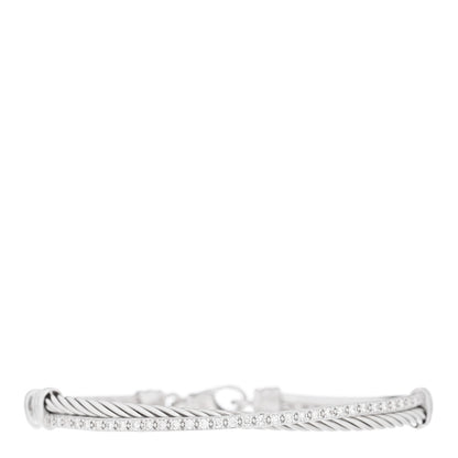 David Yurman Sterling Silver Diamond 3mm Crossover Bracelet 1 of 3