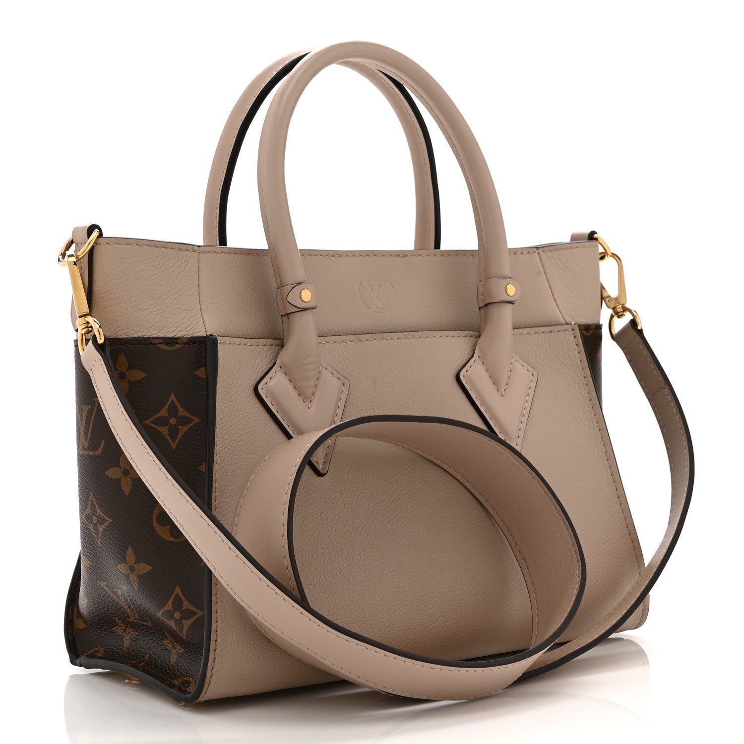Louis Vuitton Calfskin Monogram On My Side PM Greige 3 of 9