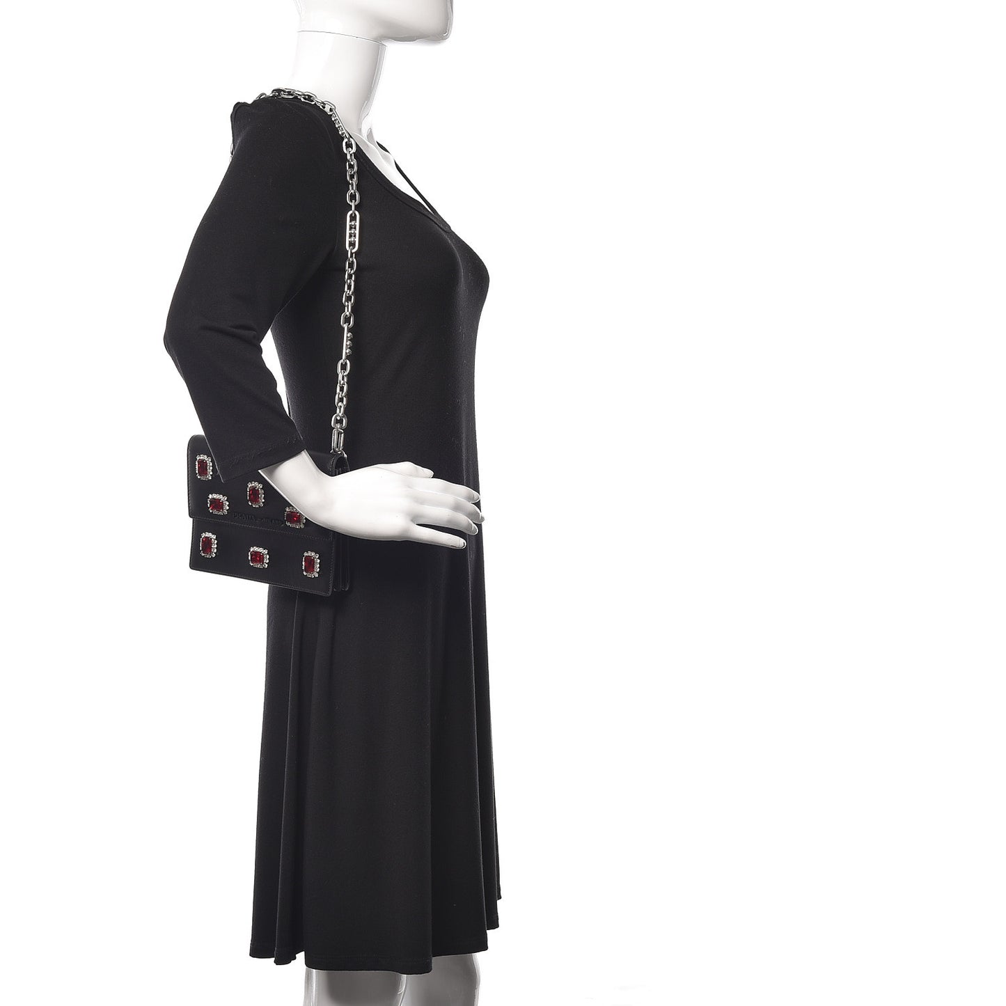 City Calfskin Crystal Embellished Mini Shoulder Bag Black