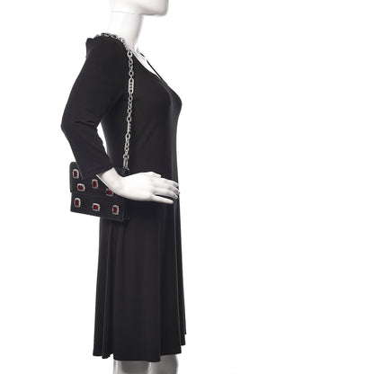 Prada City Calfskin Crystal Embellished Mini Shoulder Bag Black 2 of 12