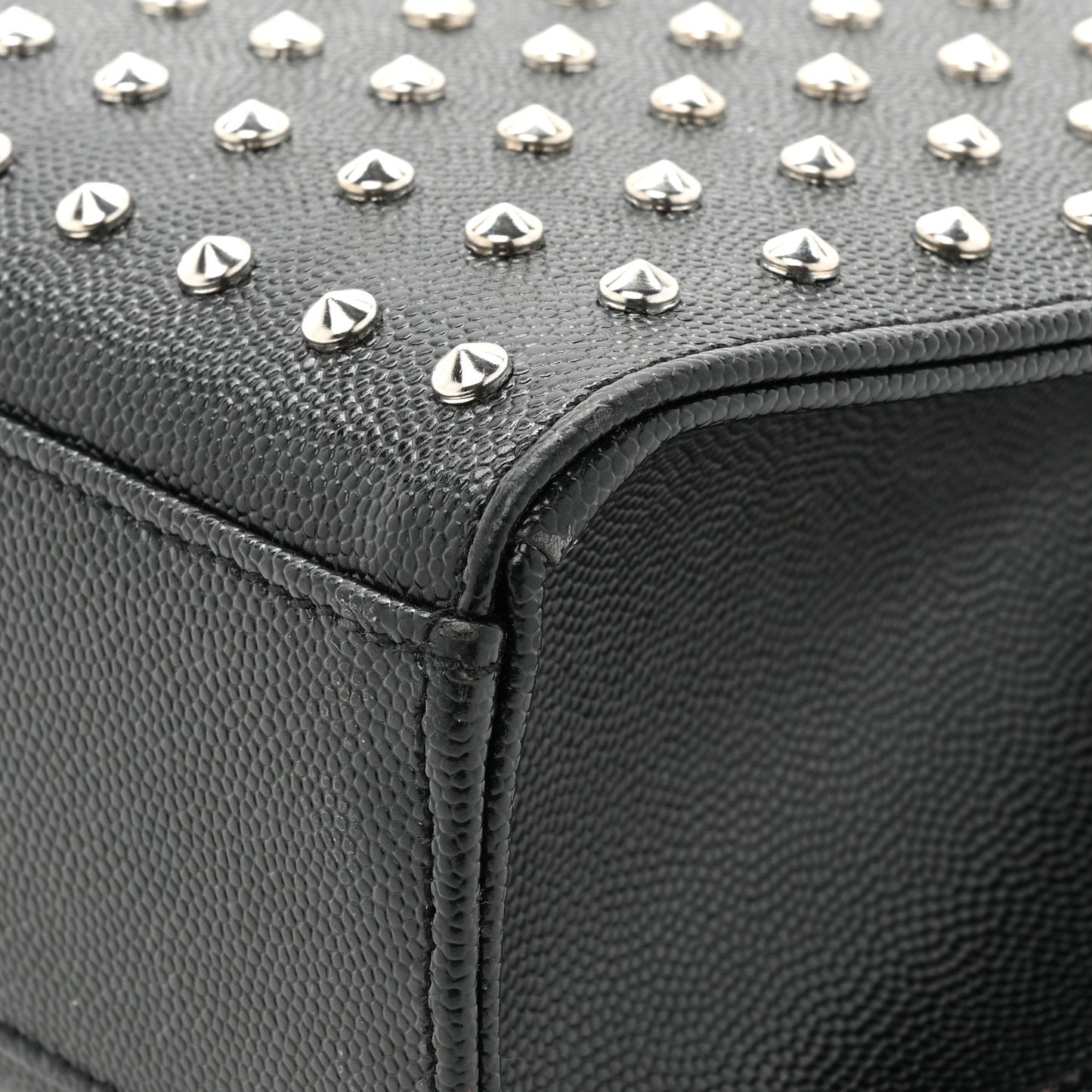 Grain de Poudre Matelasse Studded Large Monogram Satchel Black