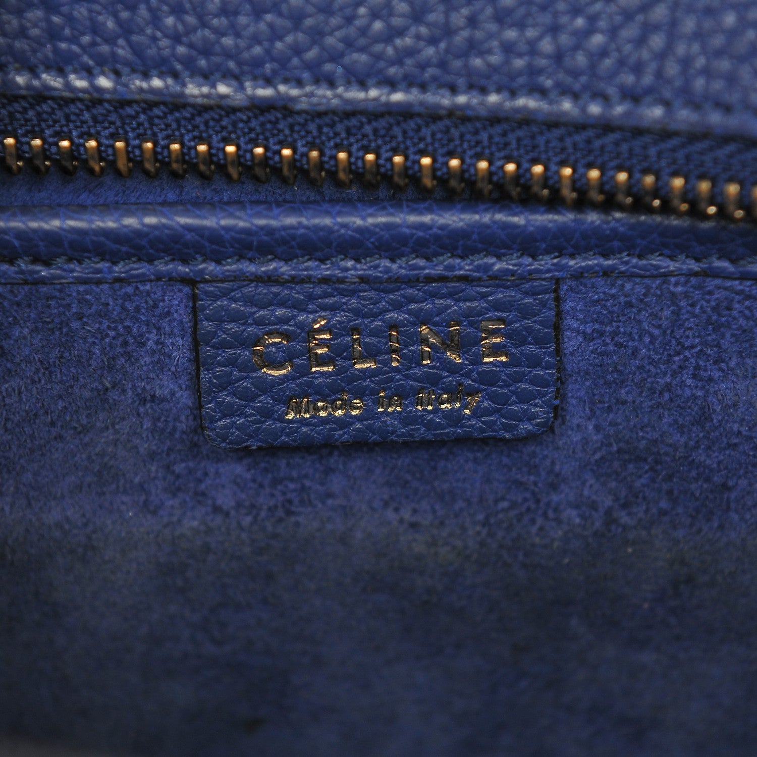 Celine Drummed Calfskin Nano Luggage Indigo 7 of 8