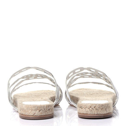 Hermes Nappa Ancone Espadrille Sandals 37 White Naturel 5 of 13