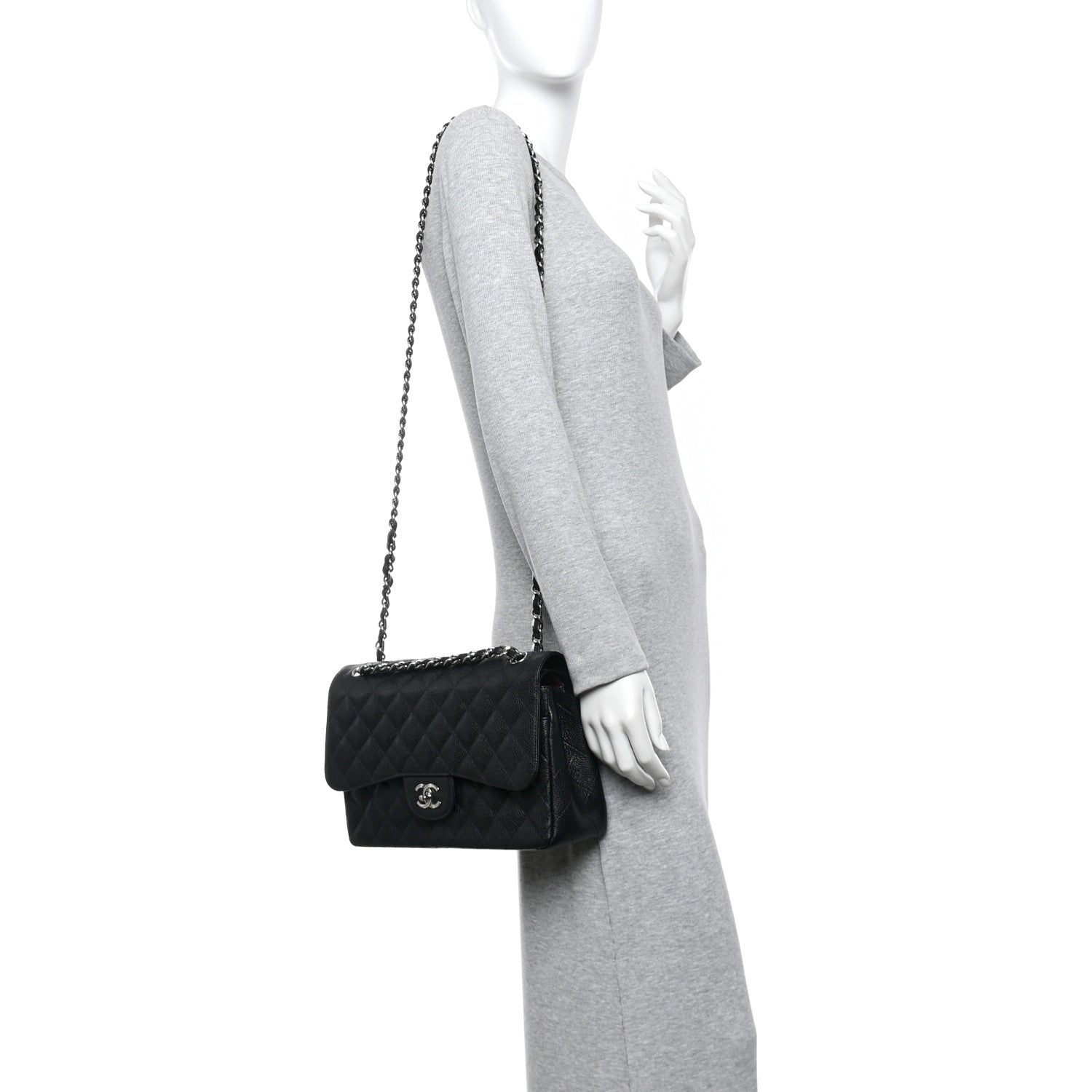 Chanel Caviar Quilted Jumbo Double Flap Black 2 of 14