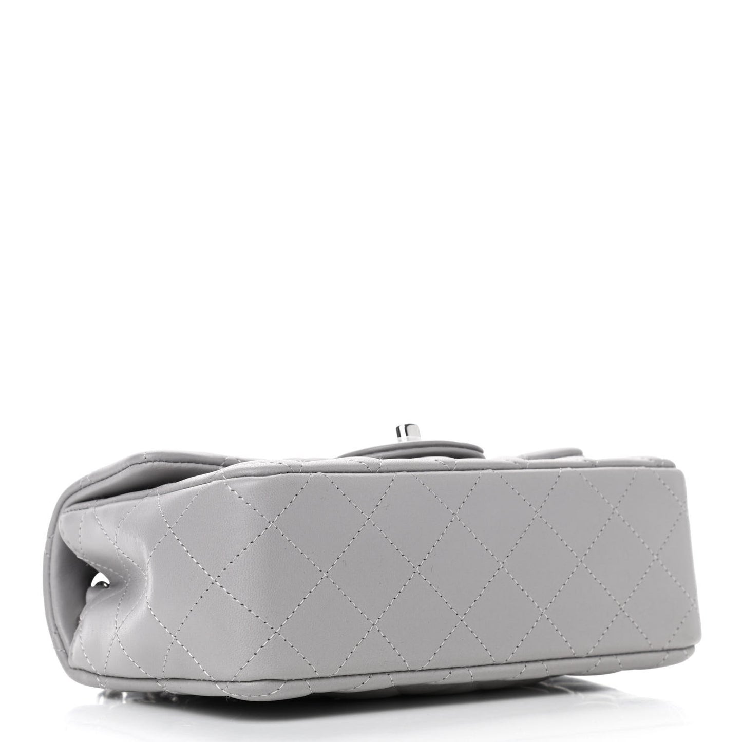 Lambskin Quilted Mini Rectangular Flap Grey