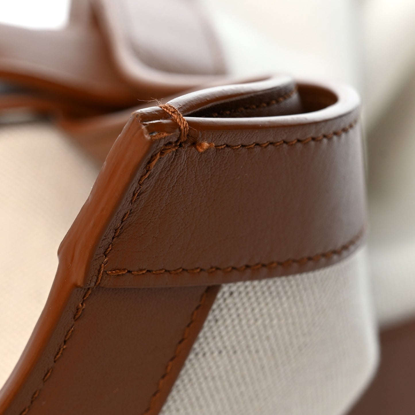 Calfskin Linen Two Tone Cabas Tote Beige