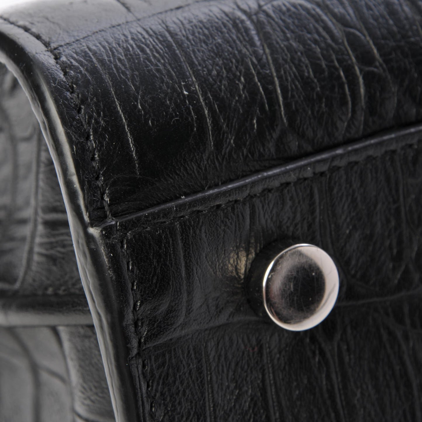 Calfskin Crocodile Embossed Small Sac de Jour Black