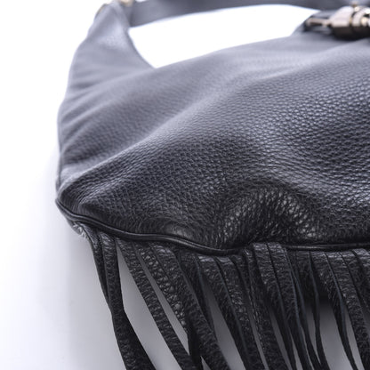 Gucci Calfskin Large New Jackie Nouveau Fringe Hobo Black 10 of 11
