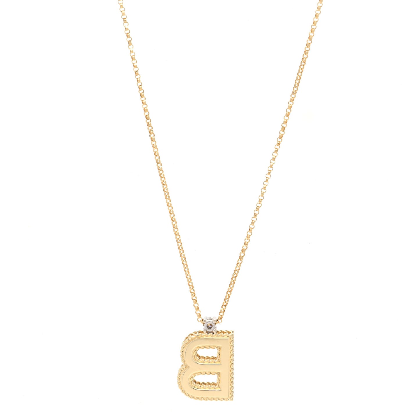 18K Yellow Gold Diamond Letter B Pendant Necklace