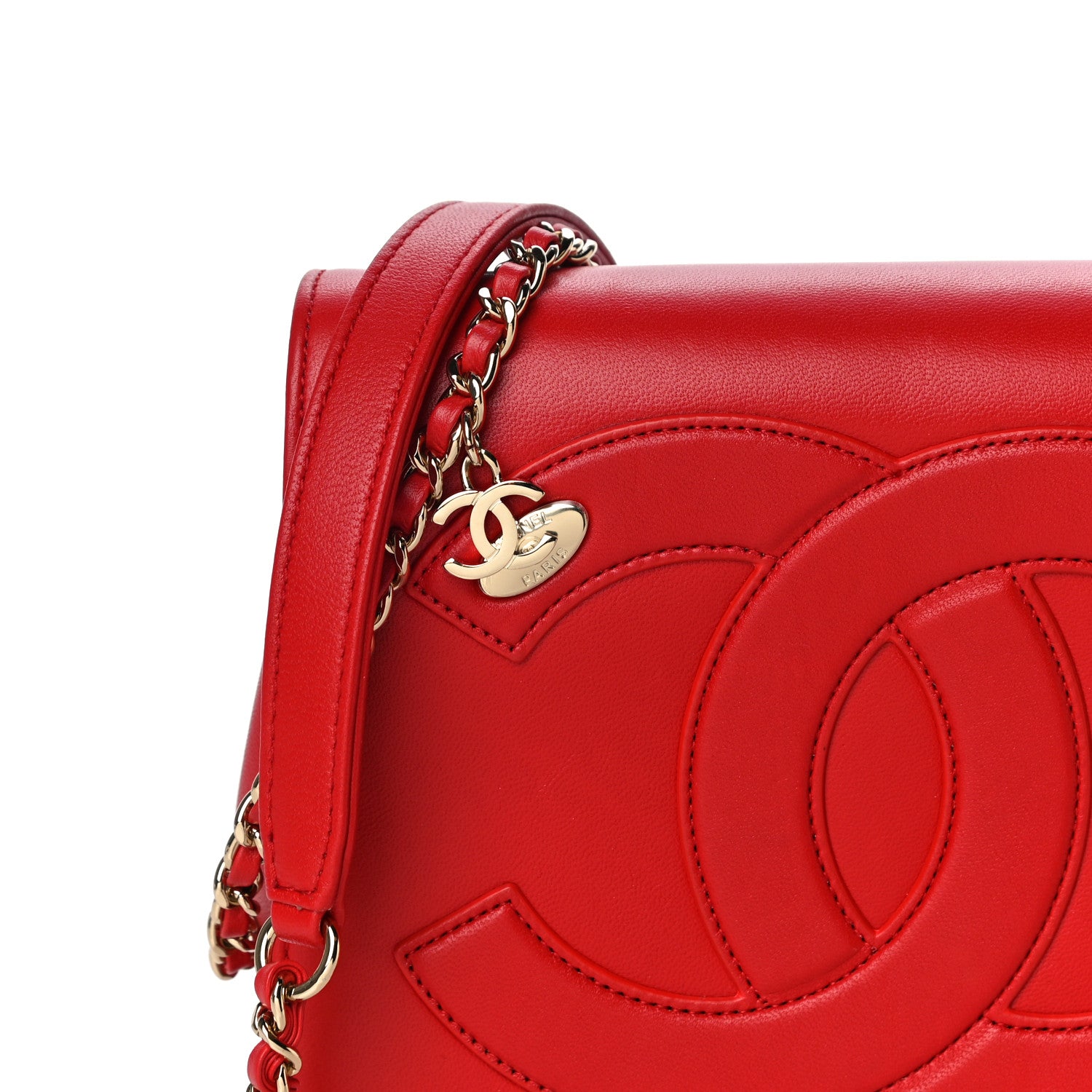 Chanel Lambskin CC Mania Flap Bag Red 7 of 9