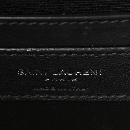 Saint Laurent Grain De Poudre Textured Mixed Matelasse Triquilt Medium Monogram Satchel Black 7 of 10