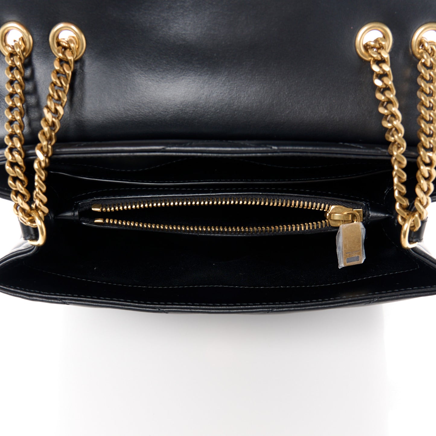 Calfskin Y Quilted Monogram Small Loulou Chain Satchel Black