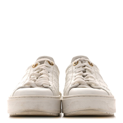 Louis Vuitton Lambskin Embossed Monogram Time Out Sneakers 35  White 3 of 13