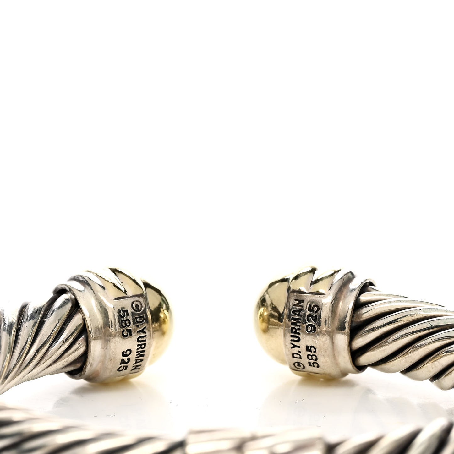 Sterling Silver 14K Yellow Gold 10mm Cable Classics Bracelet